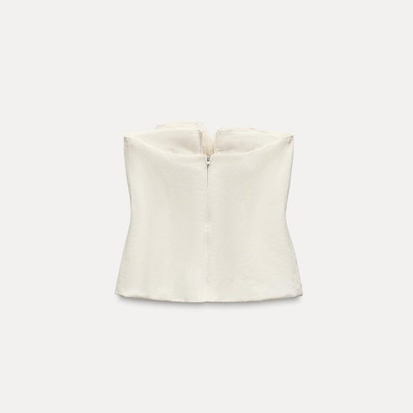 Zara White Strapless Crop Top - Picture 9 of 16